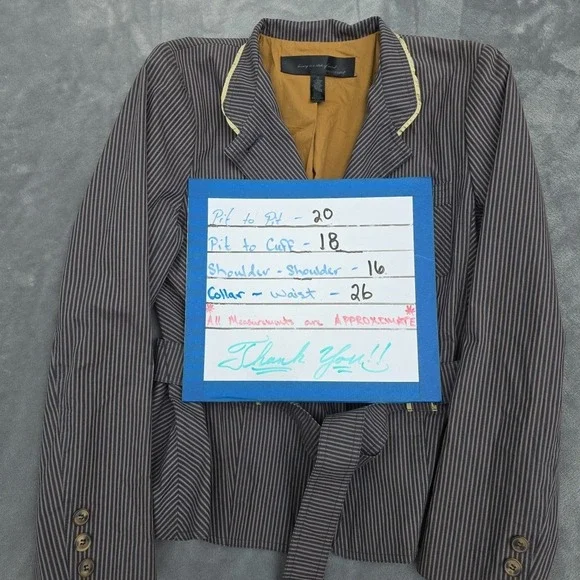 Apostrophe Womens Belted Black Stripe Jacket With Pockets Tie Size 12 Academia - Picture 5 of 5